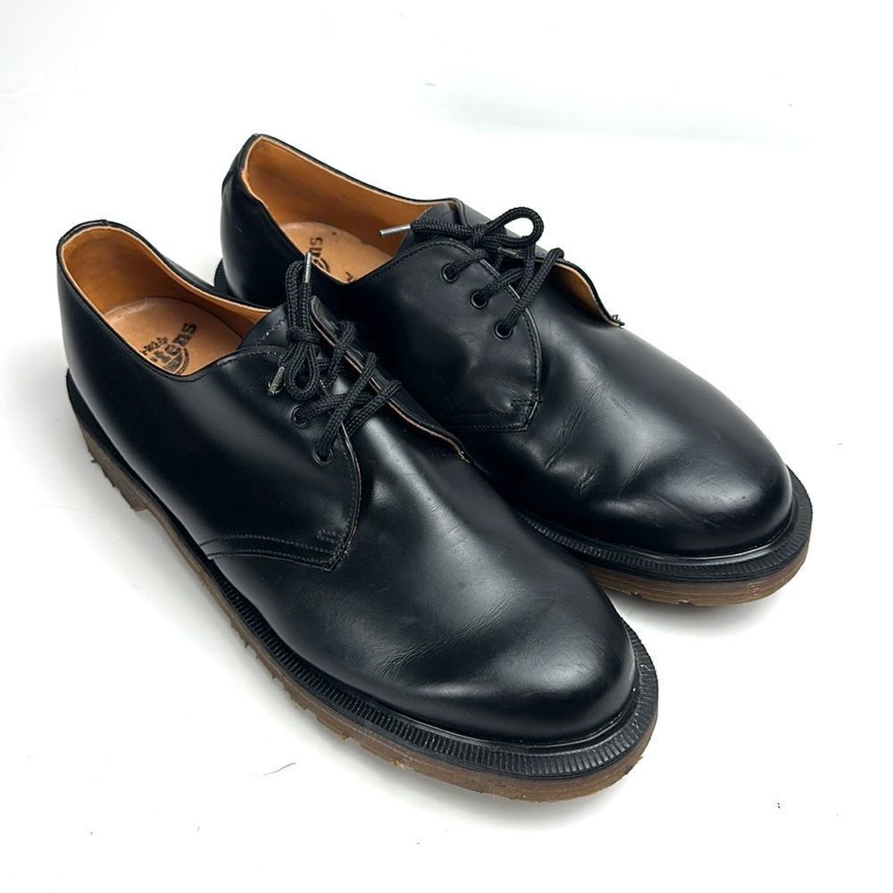 Dr. Martens Black Leather Lace Up Shoes Air Cushion Sole made in England US 10